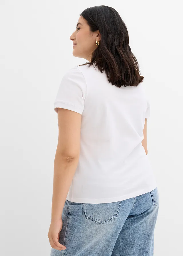 Polo en maille piquée 100% coton, Couleur: blanc