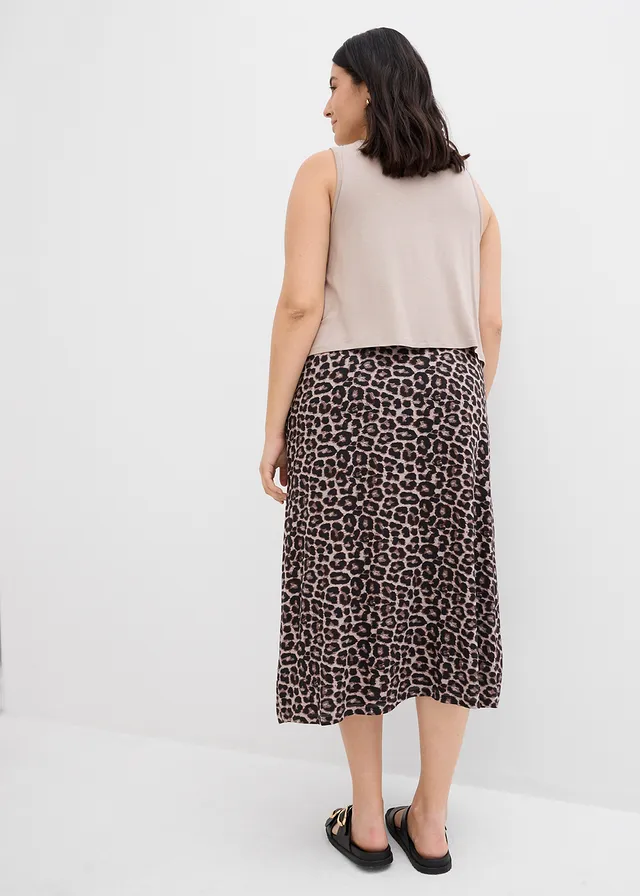 Robe fluide en jersey viscose extensible, Couleur: grès léopard