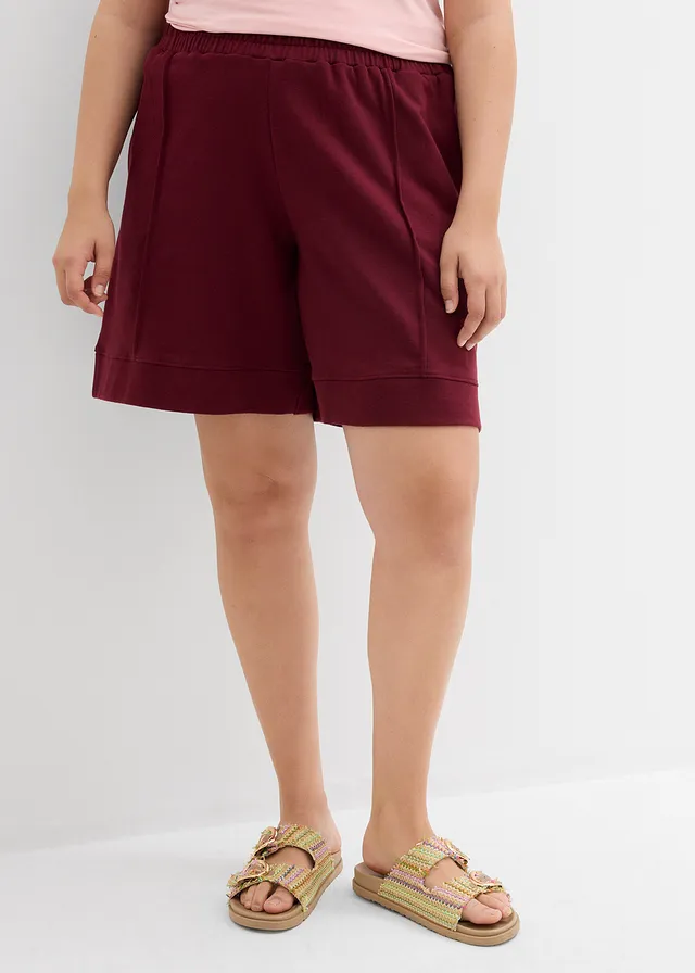 Sweatshort in een katoenmix, Kleur: esdoornrood