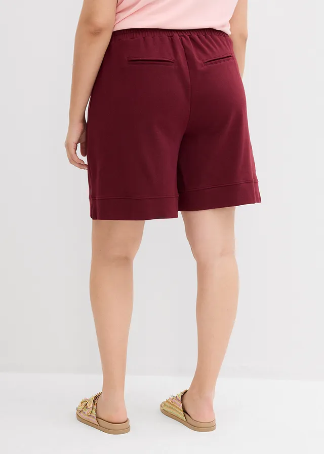 Short sweat en coton mélangé, Couleur: rouge érable