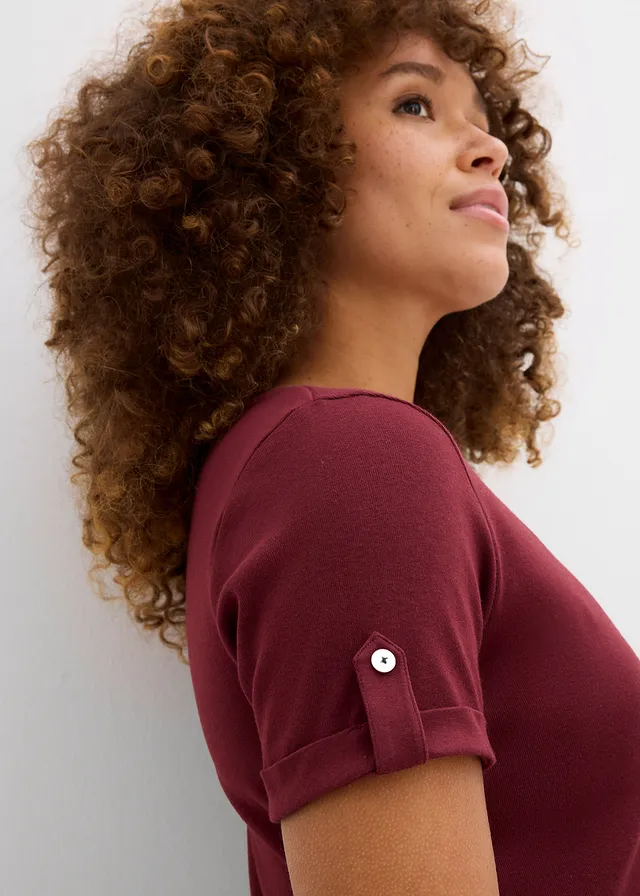 T-shirt col tunisien 100% coton • rouge érable • product-page.page-title-suffix