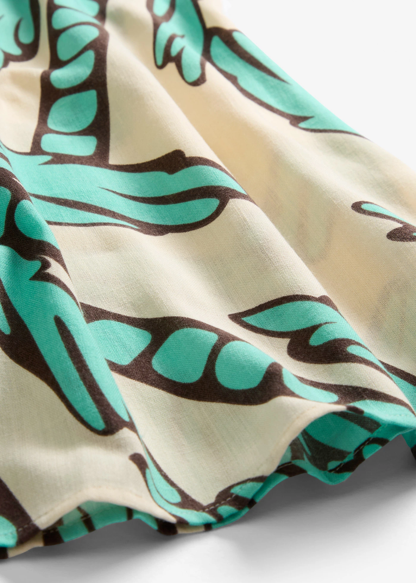 Šaty v áčkové linii, s ramínkem kolem krku • přírodní-tmavě hnědo-mentolově modrá s květy • bonprix obchod