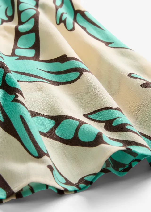 Robe dos nu, coupe évasée • naturel/marron foncé/bleu menthol floral • product-page.page-title-suffix