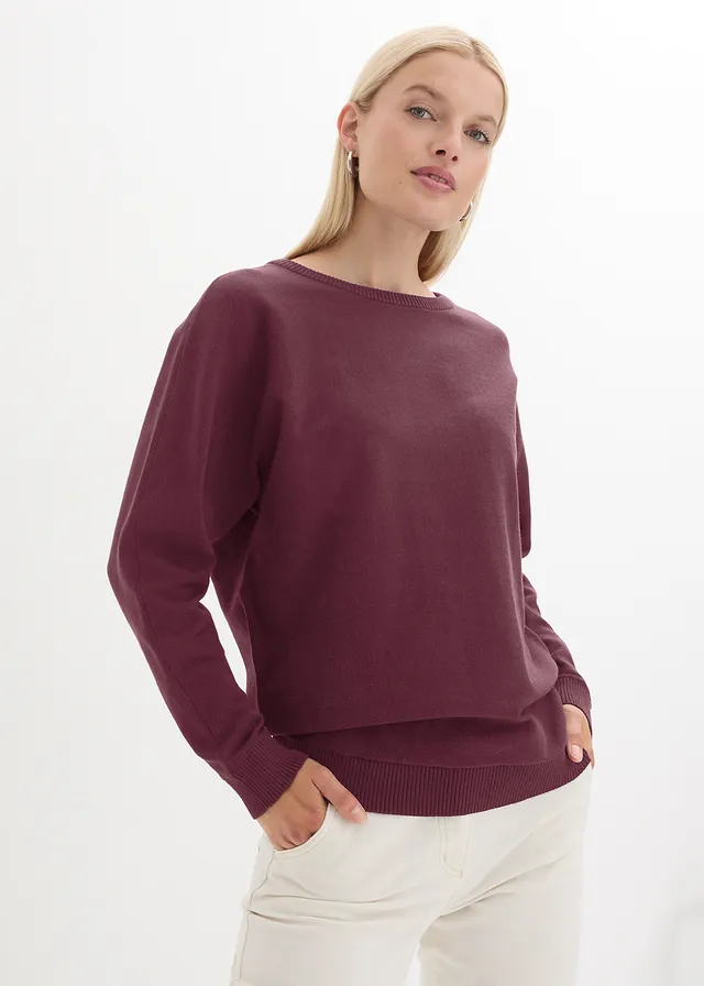 Trui met vleermuismouwen • wijnrood • product-page.page-title-suffix