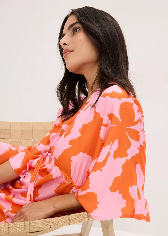 Robe longue en satin fluide • parme/orange floral • product-page.page-title-suffix