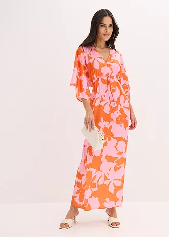Maxi jurk van soepele viscose • lila-oranje gebloemd • bonprix online shop