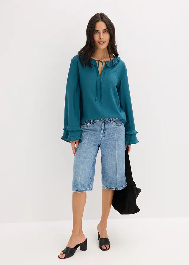 Bermuda en jean taille mi-haute, peu extensible • bleu denim used • product-page.page-title-suffix