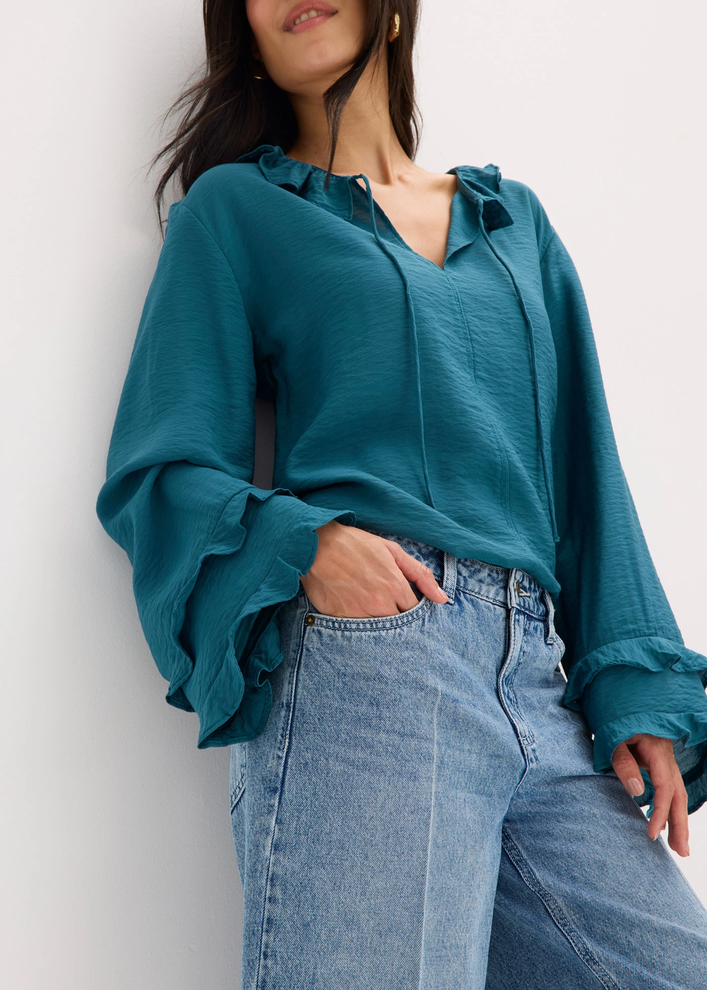 Bermuda en jean taille mi-haute, peu extensible • bleu denim used  • Boutique bonprix