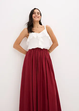 Dlouhá sukně ze strukturovaného mačkaného materiálu • švestkově červená • bonprix obchod