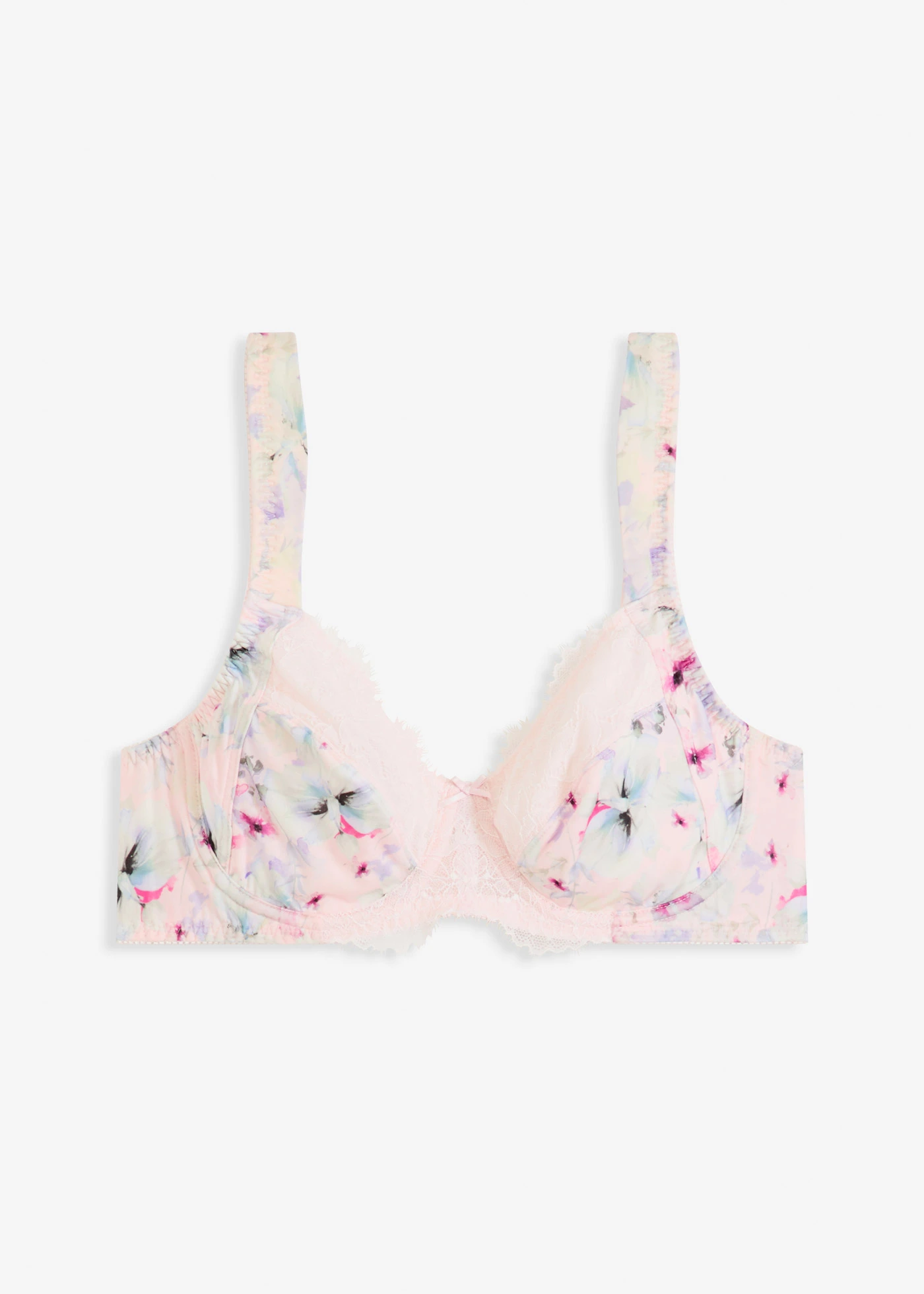 Podprsenka s kosticemi a polstrovanými ramínky • světle růžová s květy • bonprix obchod