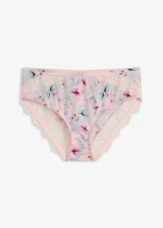 Maxislip met glanseffect (set van 2), Kleur: lichtroze gebloemd