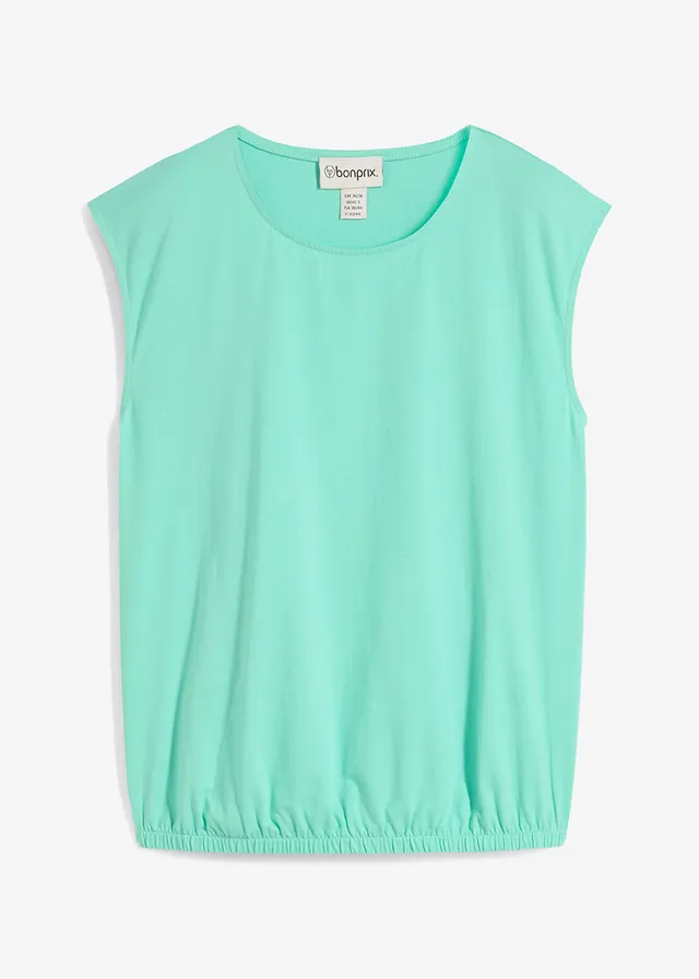 Shirt met elastische boordjes, Kleur: mentholblauw