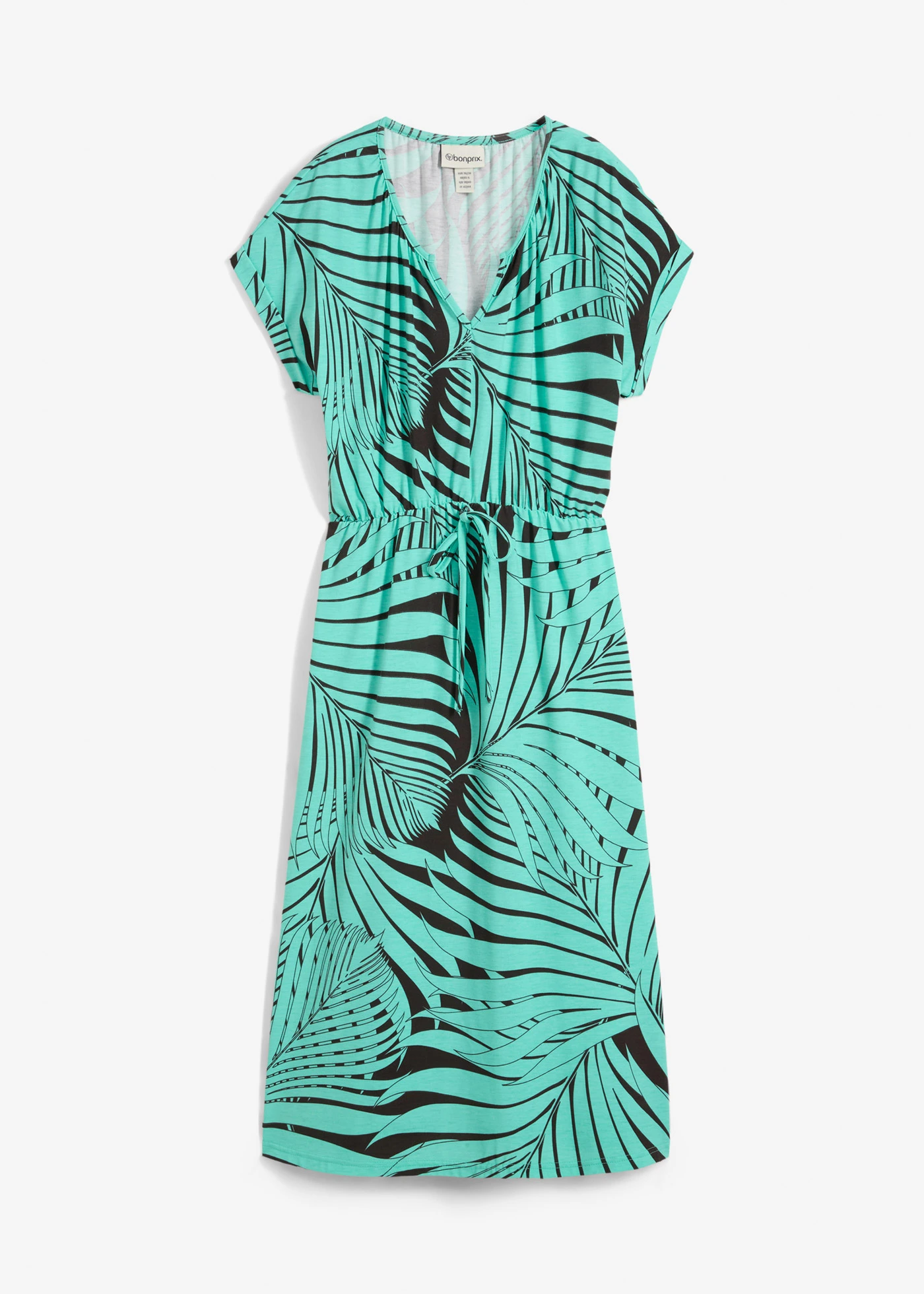 Robe en jersey fluide • marron foncé/menthe glaciale imprimé • Boutique bonprix