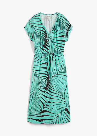 Robe en jersey fluide • marron foncé/menthe glaciale imprimé • Boutique bonprix