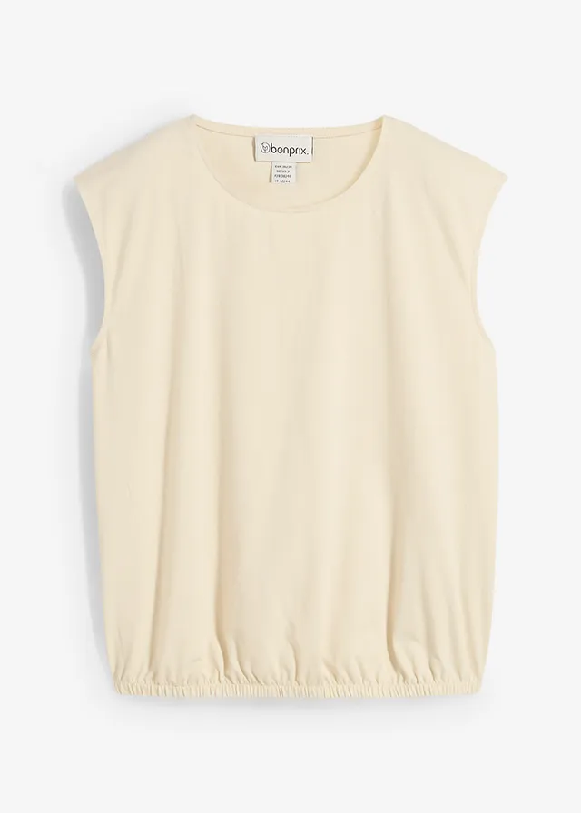 Shirt met elastische boordjes, Kleur: ecru