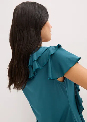 Tričko s volány, z měkké směsi s modalem • zelený pepř • bonprix obchod