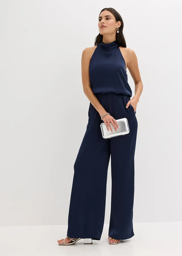 Jumpsuit van gestructureerd satijn