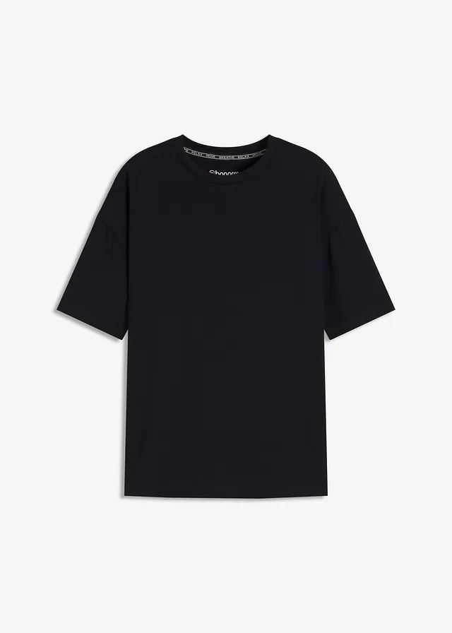T-shirt de sport oversize avec coton, séchage rapide, Couleur: noir