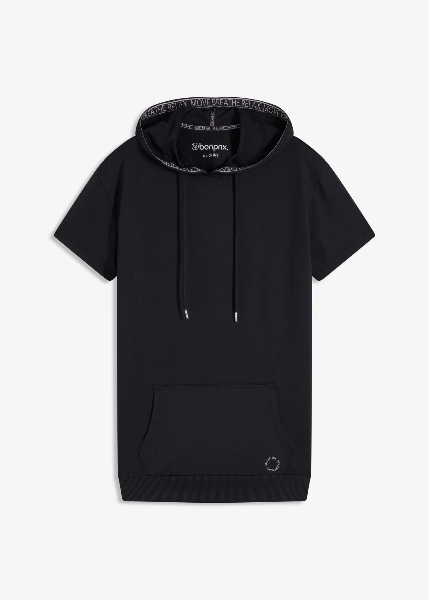 Oversize sportovní triko s kapucí, rychleschnoucí • černá • bonprix obchod