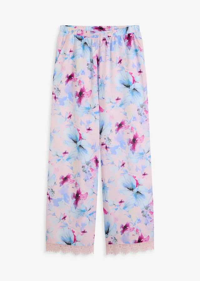 Pantaloni de pijama lungi din satin lucios