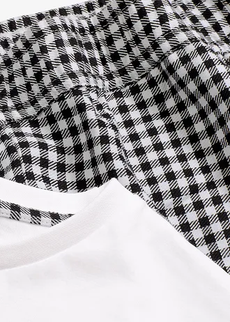Krátké pyžamo s tkanými šortkami • bílá kostkovaná • bonprix obchod