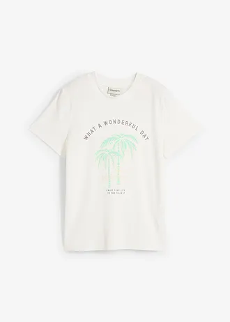 T-shirt z nadrukiem • biel wełny - niebieski mentolowy • sklep bonprix