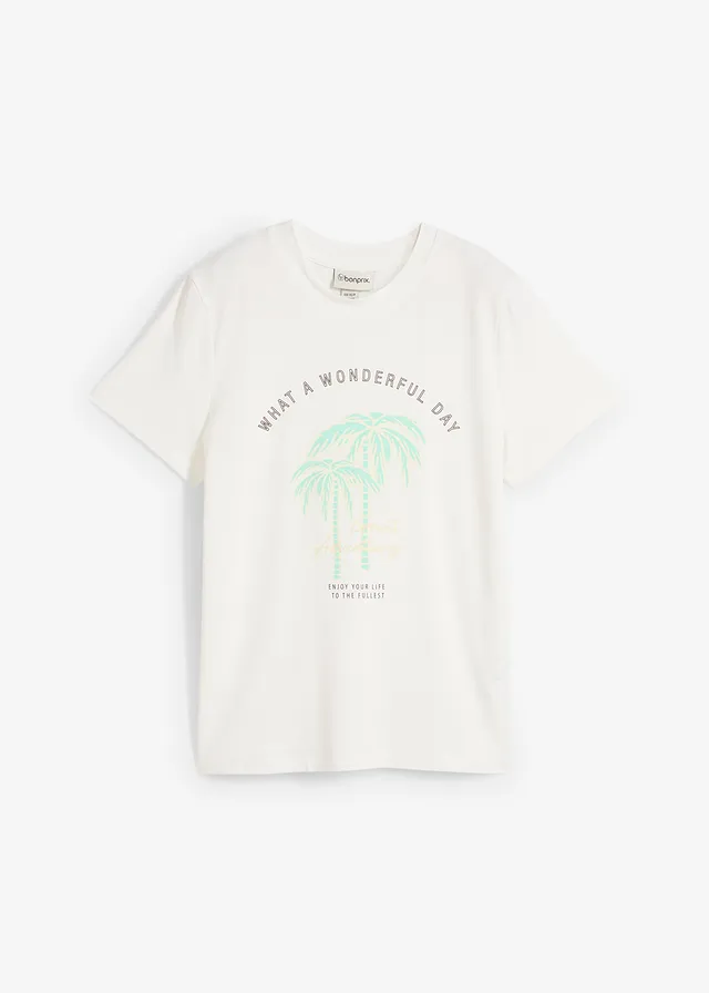 T-shirt à imprimé • blanc cassé/bleu menthol • Boutique bonprix