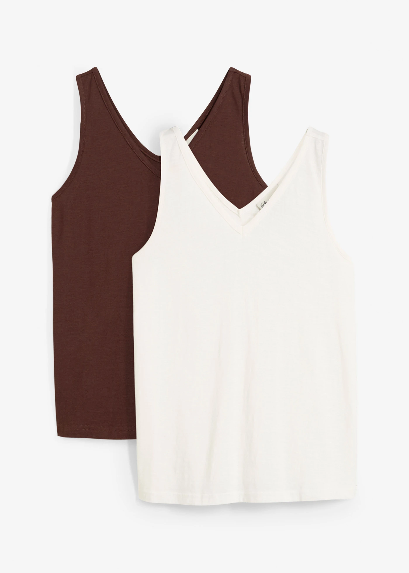Tank top z czystej bawełny organicznej (2 szt.) • biel wełny+brązowy ziemisty • sklep bonprix