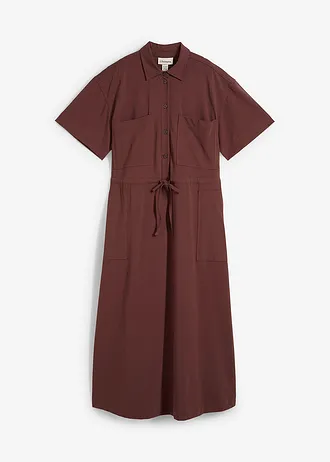 Jerysey jurk van stretch katoen • terrabruin • bonprix online shop