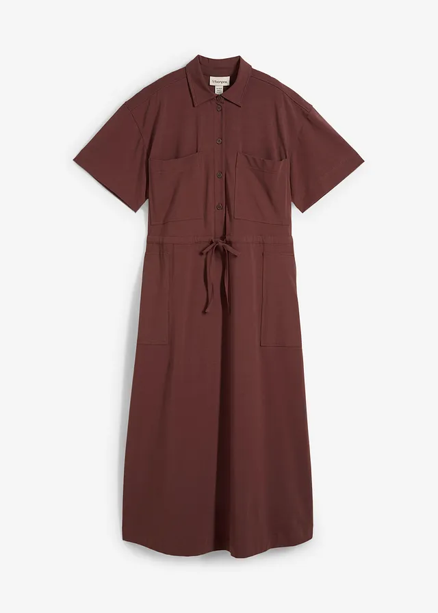Rochie de jerse din material elastic cu bumbac • maro-teracotă • magazin bonprix