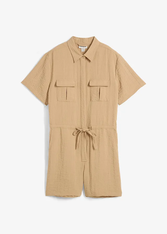 Jumpsuit van een fijne viscosemix, Kleur: new beige