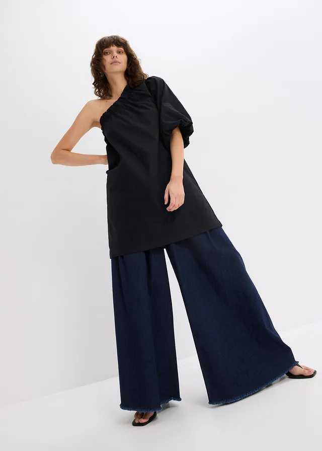 Robe en coton à encolure asymétrique • noir • product-page.page-title-suffix