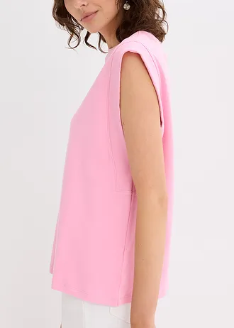 Top oversize avec mancherons en bord-côte • rose • Boutique bonprix
