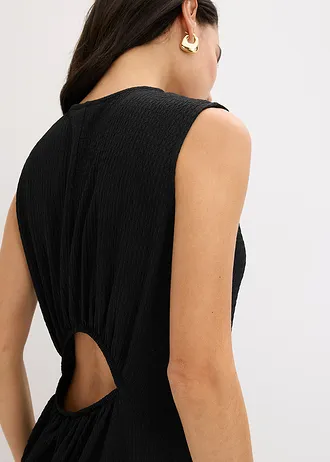 Midi šaty ze strukturovaného žerzeje, s výstřihem na zádech • černá • bonprix obchod