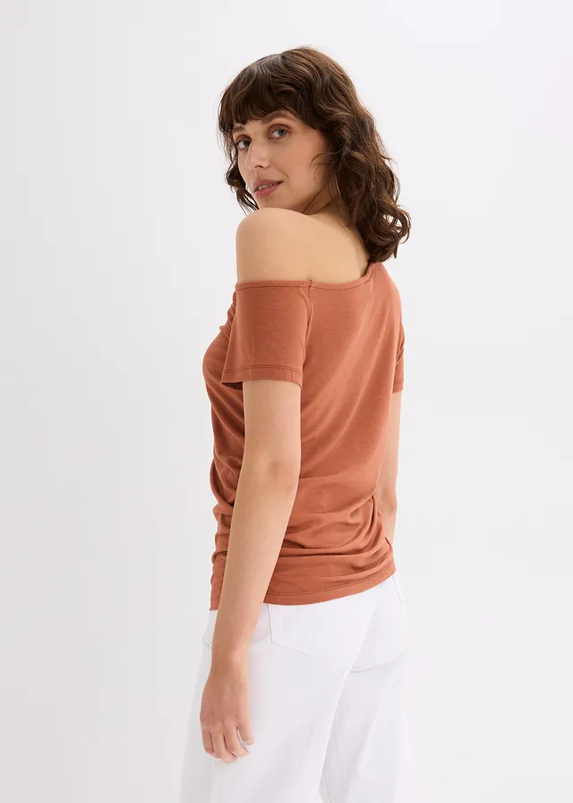 Asymmetrisch shirt, Kleur: cognac