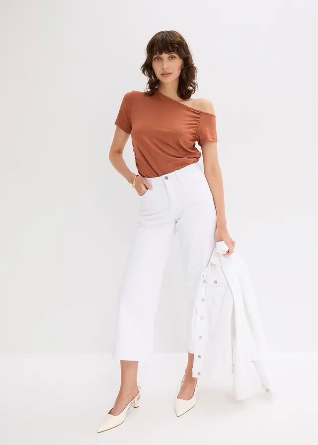 Asymmetrisch shirt, Kleur: cognac