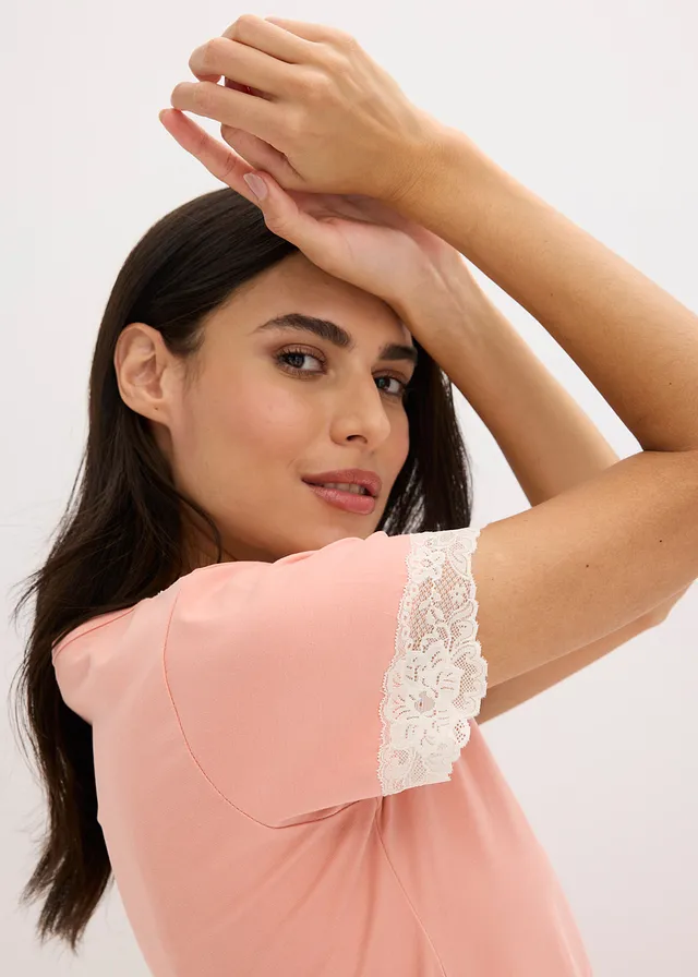 Chemise de nuit courte avec dentelle • corail clair • product-page.page-title-suffix