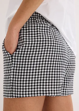 Krátké pyžamo s tkanými šortkami • bílá kostkovaná • bonprix obchod