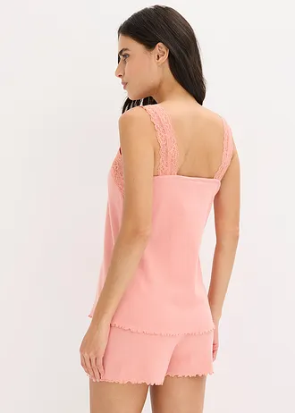Krátké pyžamo s jemným krajkovým lemem • antická růžová • bonprix obchod