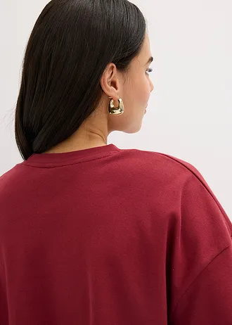 Cropped T-shirt van biologisch katoen • pruimrood luipaardprint • bonprix online shop