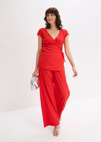 Tričko se zavinovacím vzhledem, barva: jahodová