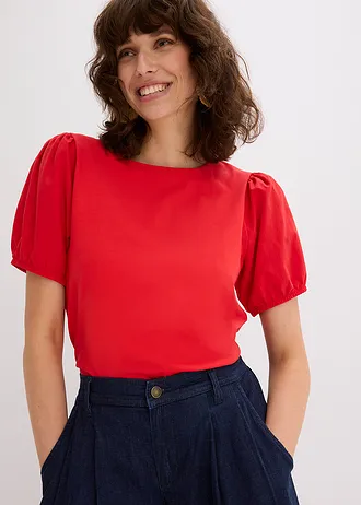 Jersey shirt met biologisch katoen, Kleur: aardbeirood