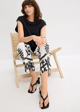 Top oversize avec mancherons en bord-côte • noir • Boutique bonprix