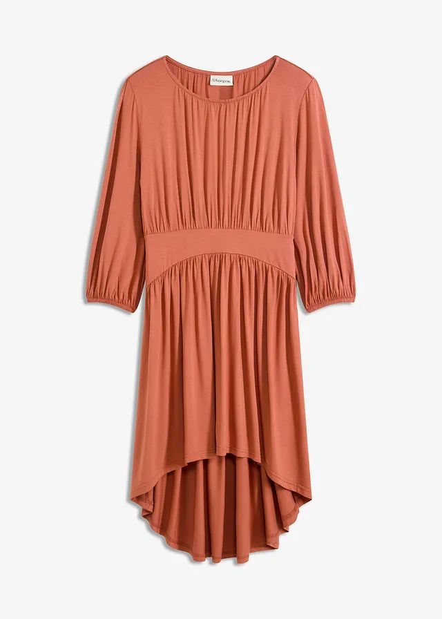Robe en jersey avec fronces, Couleur: cognac