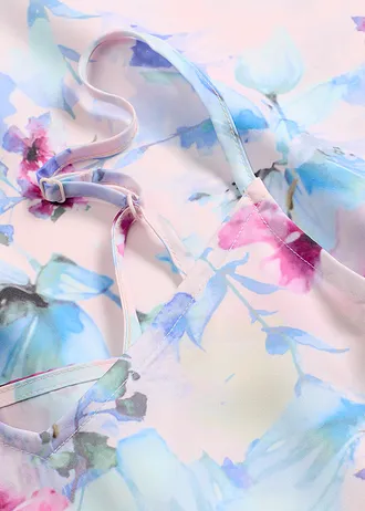 Dlouhá noční košile z lesklého saténu • světle růžová s květy • bonprix obchod