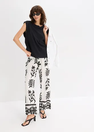 Top oversized cu inserție ripsată la mâneci • negru • magazin bonprix