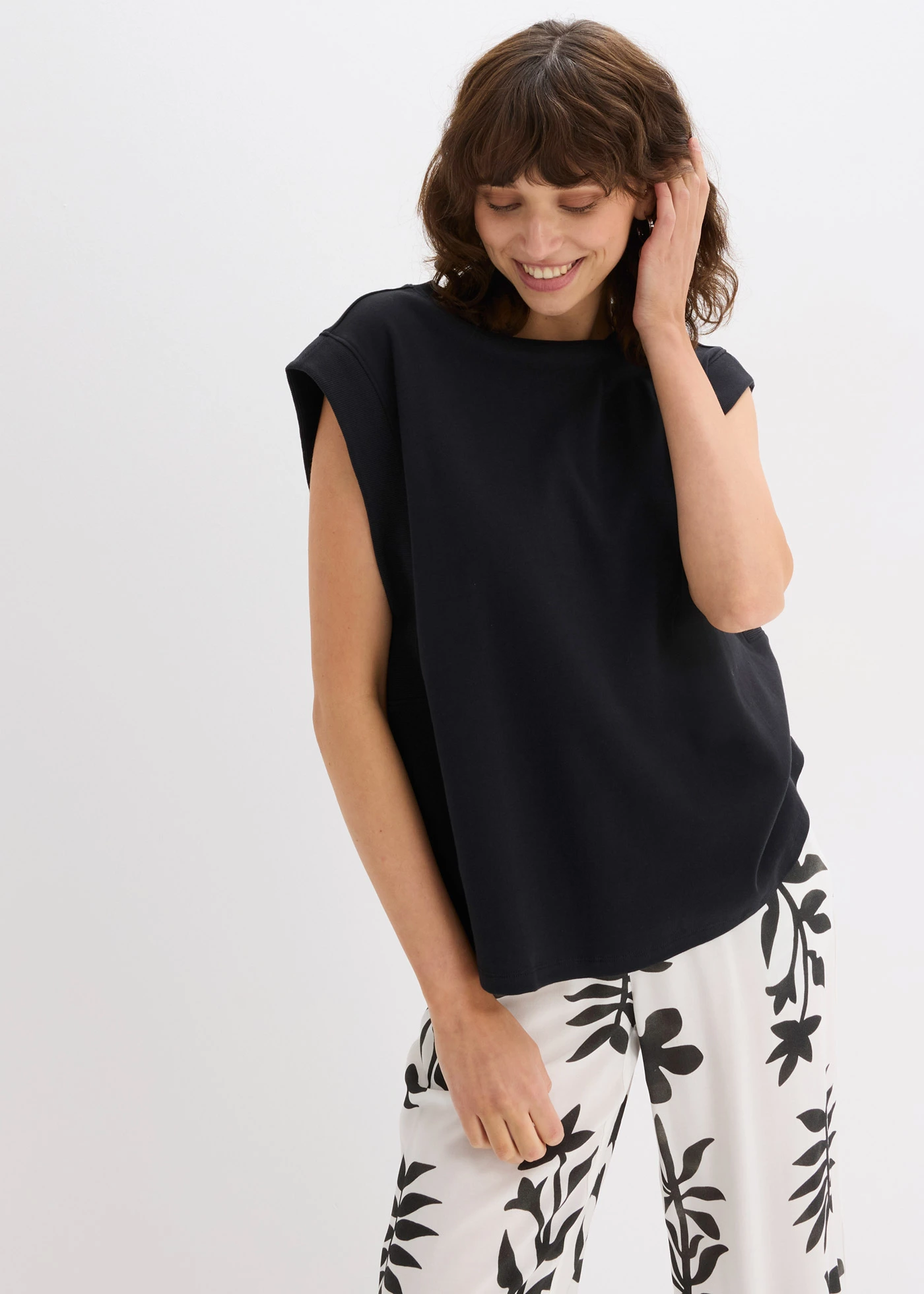 Oversized op met ripstop inzetstuk bij de mouw • zwart • bonprix online shop