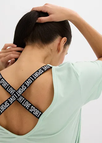 Dlouhé sportovní triko s výstřihem na zádech • světle rákosová • bonprix obchod