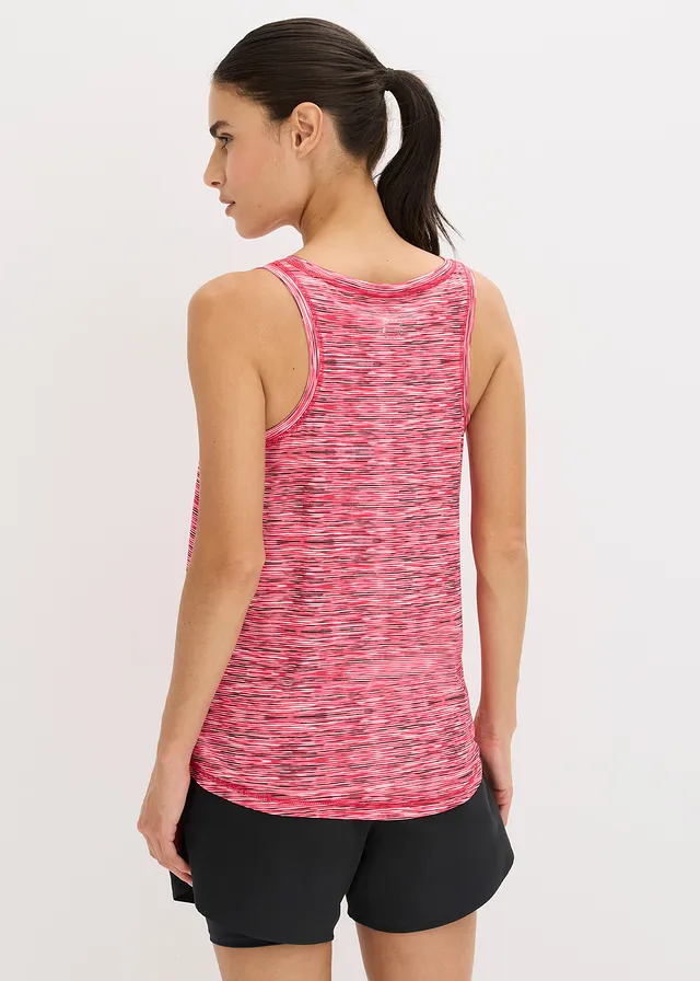 Outdoor top met racerback, sneldrogend, Kleur: paradijspink-zwart