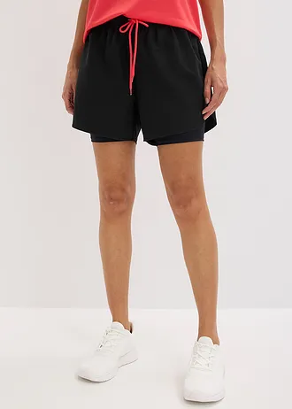 Short de sport 2-en-1 ultra-léger, Couleur: noir